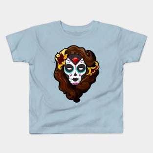 Day of the dead sugar skull pinup girl Kids T-Shirt